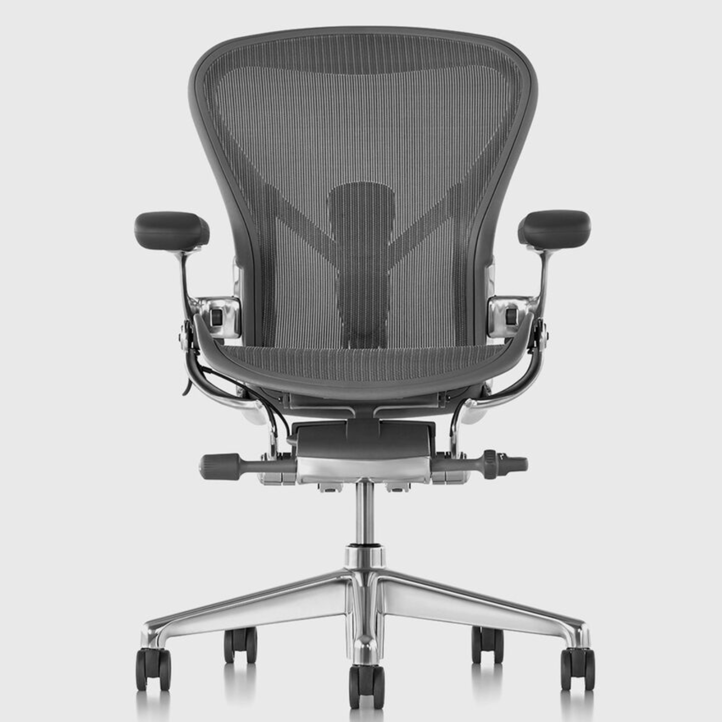 herman miller aeron remastered chair carbon polished aluminum melbourne, front view