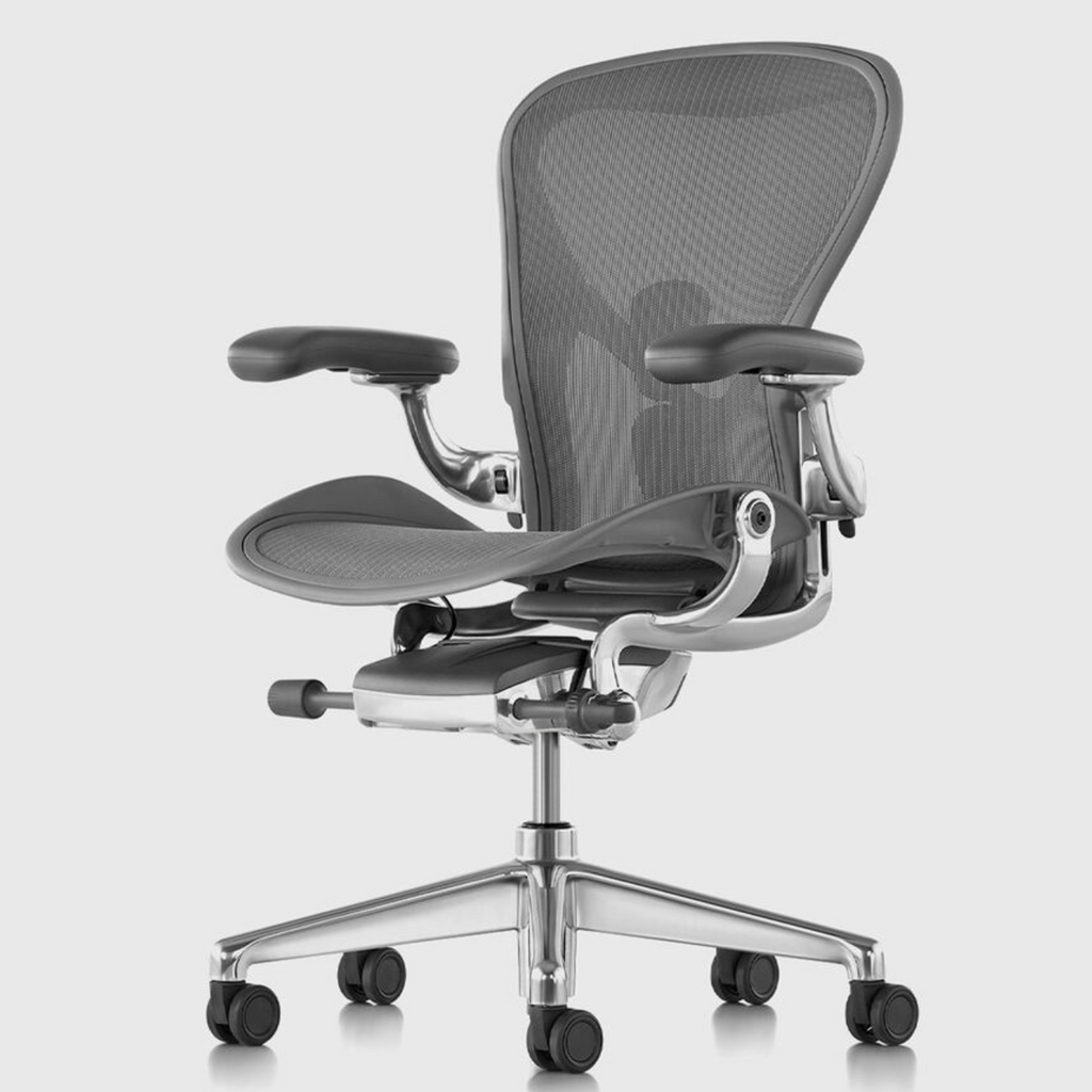 herman miller aeron remastered chair carbon polished aluminum melbourne, side front view