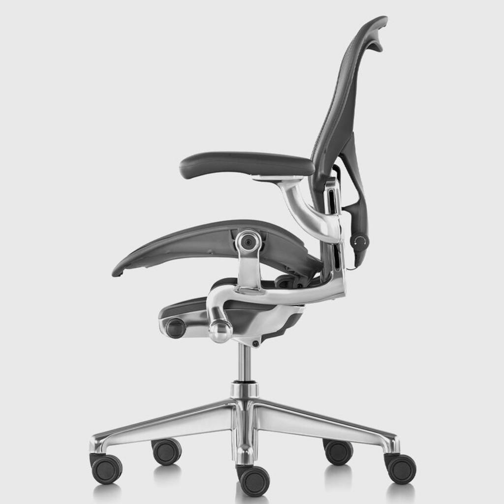 herman miller aeron remastered chair carbon polished aluminum melbourne, side view