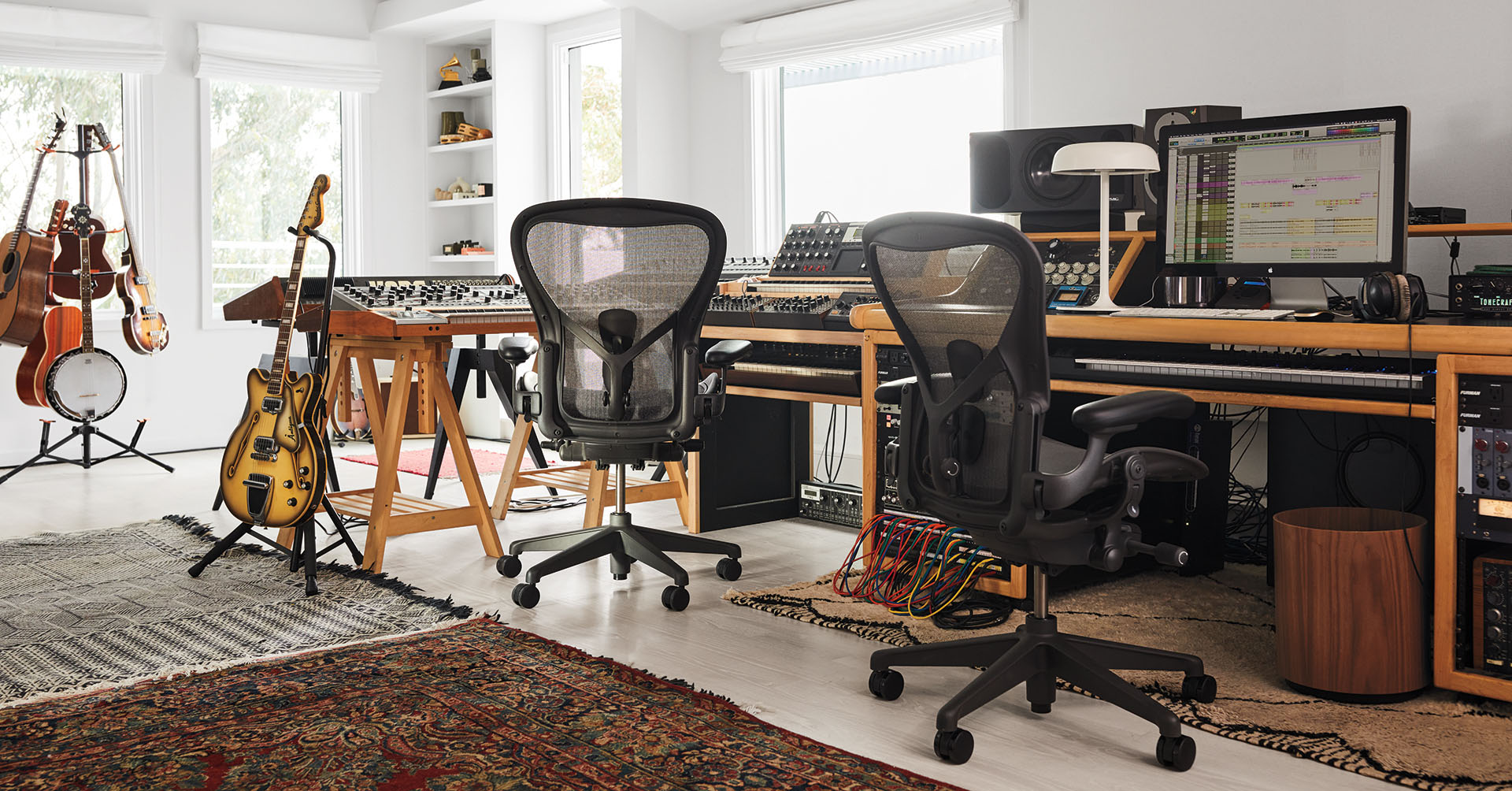 herman miller aeron remastered chair music studio desk setup