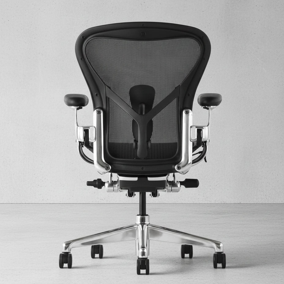 herman miller aeron remastered chair onyx polished aluminum melbourne back view